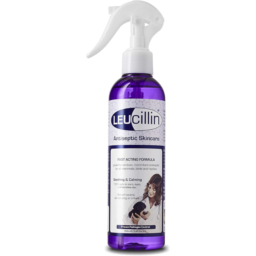 A photograph of a 250ml spray bottle of Leucillin