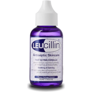 A photograph of a 50ml dropper bottle of Leucillin